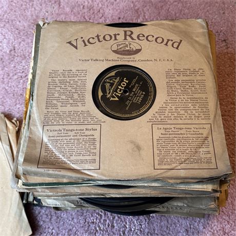 Large Lot - Mostly Antique 10" 78 RPM Records - Victor, Columbia & More