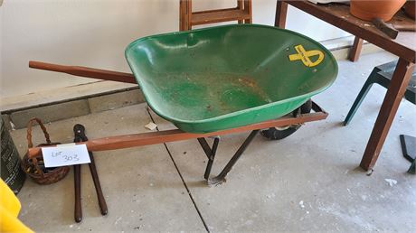 Green Metal Wheel Barrow