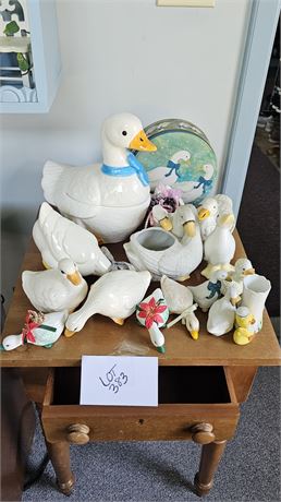 Mixed Duck & Goose Lot Cookie Jar, Planters,Tins & More