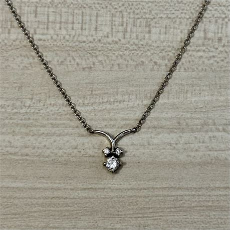 14k White Gold and Diamond Necklace (Clasp repair needed) - 2.6 grams
