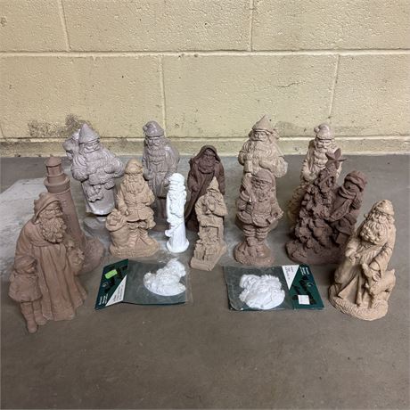 Large Lot of Ready to Paint Resin and Ceramic Santa Figurines