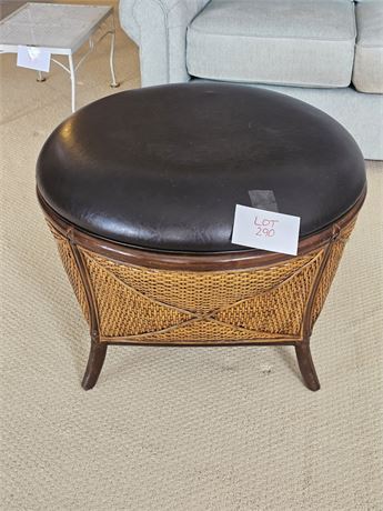 Pier One Imports Wicker & Faux Leather Top Ottoman With Storage