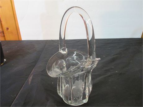 Vintage Clear Glass Cut Crystal 8 1/2" Bouquet Basket