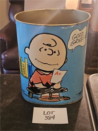 1969 Snoopy Metal Trash Can