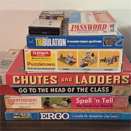 Collection of Vintage Board Games w/ Chutes and Ladders and More