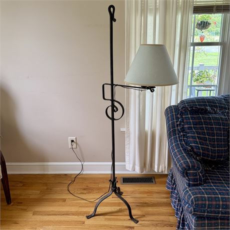 Antique Wrought Iron Candle Holder Converted Lamp