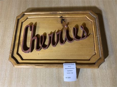 Wooden "Cherrie's" Bar Sign Wall Art