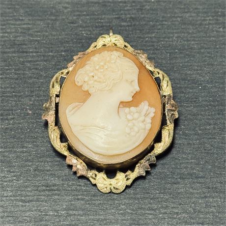 10K Gold Victorian Cameo Brooch/Pendant