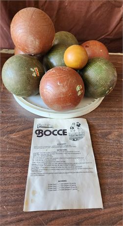 Vintage Italian Bocce Ball Set-Green/Maroon Balls