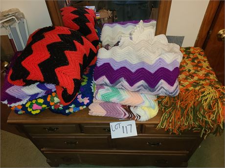 Box Full of Different Size Crochet Quilts : Different Pattern/Colors & Style