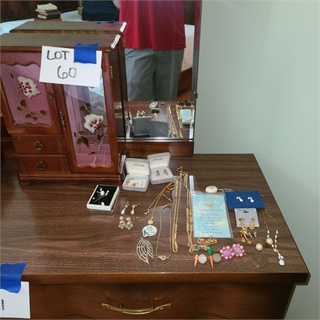 Mixed Costume Jewelry with Jewelry Box