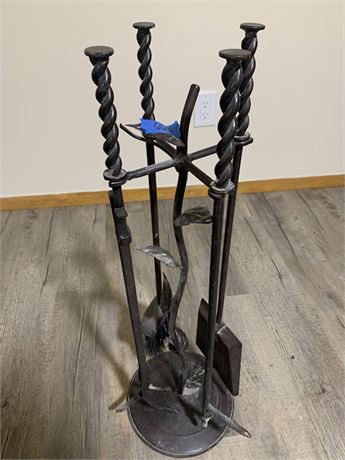 Metal Bronze/Brown Color Fireplace 4 Piece Tool Set