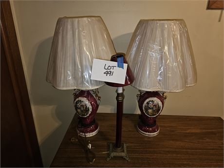 Ceramic Transferware Colonial Style Table Lamps & Candlestick Lamp