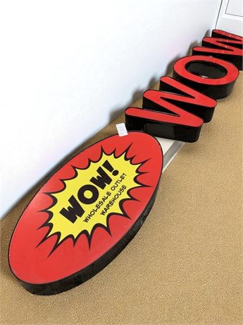 Lighted WOW Store Advertising Sign 9' x 20"