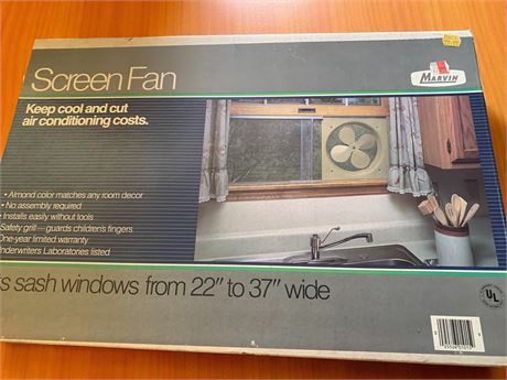 Marvin Screen Fan Sash Window Fan In Original Box