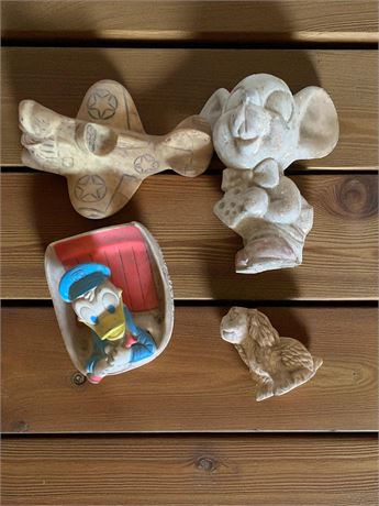 Vintage Donald Duck Rubber Soap Dish & Other Rubber Toys