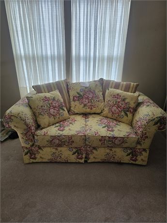 Baker Furniture Down Filled Yellow Upholstered Loveseat