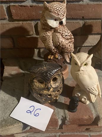 Owl Figurine/Statuary Lot of 4