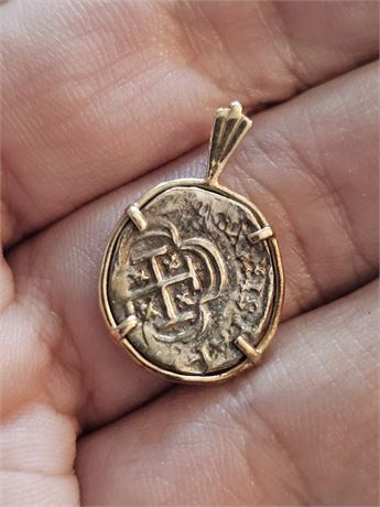 Shipwreck (Spanish) Silver Coin with 14K Bezel – No Gold Weight Taken