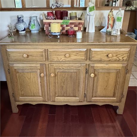 Solid Oak 3-Door Buffet