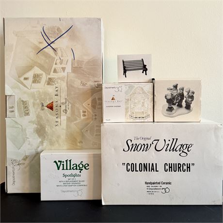 Dept. 56 Snow Village Colonial Church and Accessory Pieces