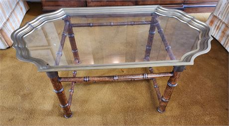 1970's Bamboo Glass Tray Coffee Table