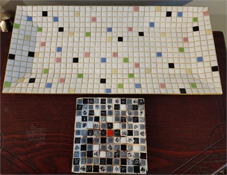 MCM Vintage Mosaic Square Tile Platter & Dish