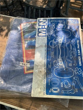 6 x 8 Blue Tarp & Mechanics Parts Sign