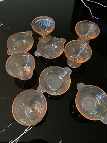 Pink Depression Glass Sherbet Dishes & Berry/Dessert Bowls