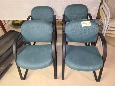 (4) Matching Miller Desk Co. Cushion Chairs - Peacock Color