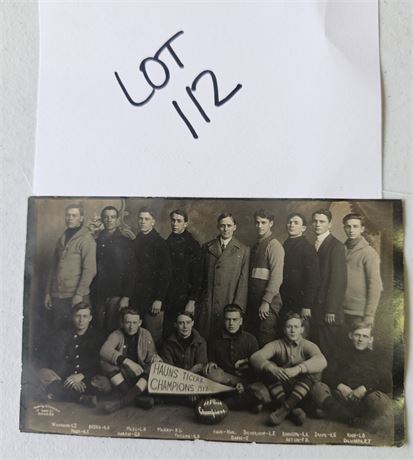 1912 Haunstigers Champions Football Photo Postcard