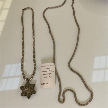 Silver Rope-Style Necklace & Star of David Pendant Necklace