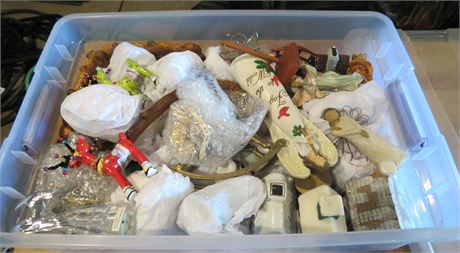 Tote of Christmas Decorations