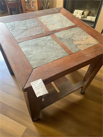 Toscana End Table By Ashley Furniture W/Natural Slate Tile Inserts 26 x 26 x 26