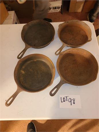 (4) Vintage Cast Iron No#8 Skillets