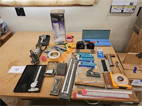 Mixed Workshop Lot:Shop Fox Micrometer/Mitutoyo/Alvin Beam Compass & More