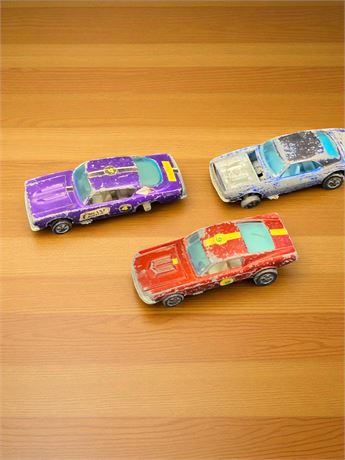 Vintage Hot Wheels Custom Barracuda, 1967 Custom Mustang, Redline Custom Camaro