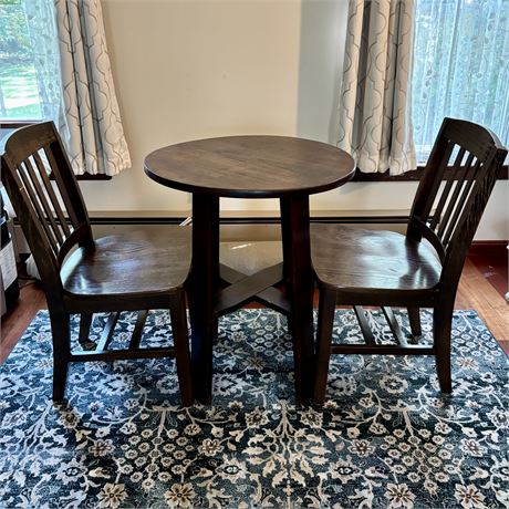 Round Wooden Occasional Table and Chairs Set