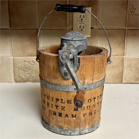 19th c. White Mountain Ice Cream Freezer w/ 1859 Trademark