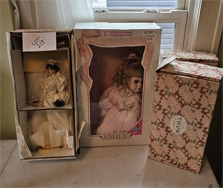 Mixed Doll Lot- Thun, Franklin Heirloom & Horseman Doll Sizes & Styles Vary