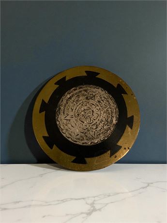 Vintage Mexican Aztec Calendar Medallion Style Brooch & Pendant