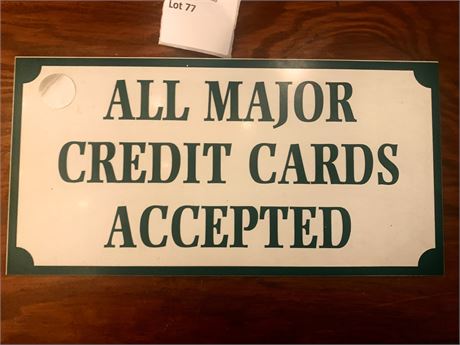 Replica Metal Payment Marker Sign All Major Credit Cards Accepted