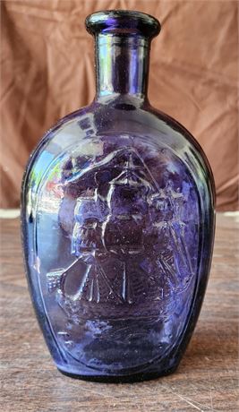 Boho Franklin Amethyst TWD #7 American Eagle Hand Blown Glass Flask Decanter