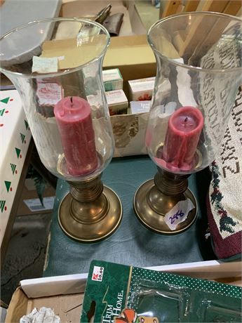 Vintage Hurricane Candle Holder Set of 2