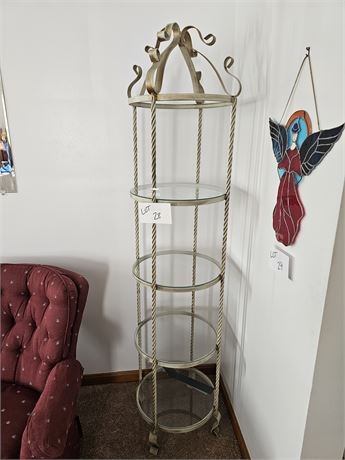 Vintage Glass & Metal 4 Shelf Display Stand