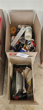 2 Box's Of Misc-Kitchen Supplies, Travel Mugs & More