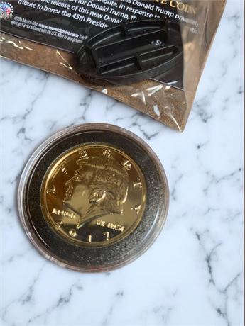 24K Gold Plated Donald Trump Collectible Tribute Coin With COA