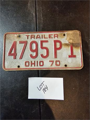 Vintage 1970 Ohio Trailer License Plate