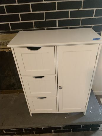 White 3 Drawer Wood Bathroom Floor Storage Cabinet