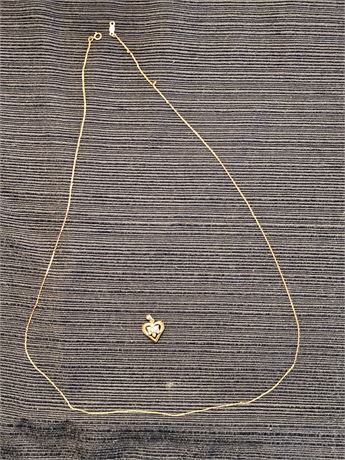 10K Gold Necklace & Diamond Heart Pendant